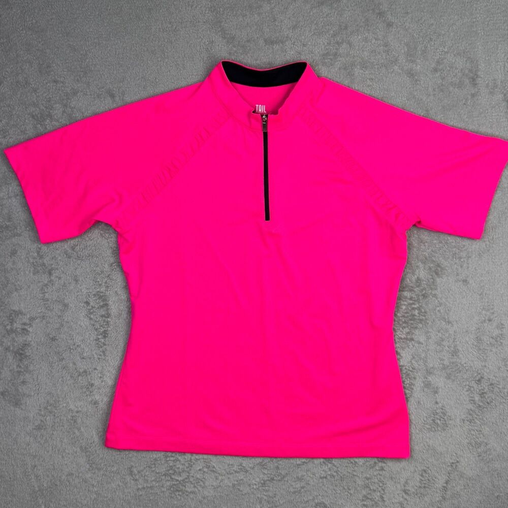 Tail Tech Golf Shirt Womens Large Pink Stretch Performance Mock Neck Quarter Zip